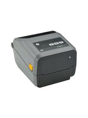 Zebra ZD421 thermal transfer printer in a compact design with interface buttons visible.