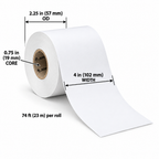 10001965 receipt paper roll with dimensions