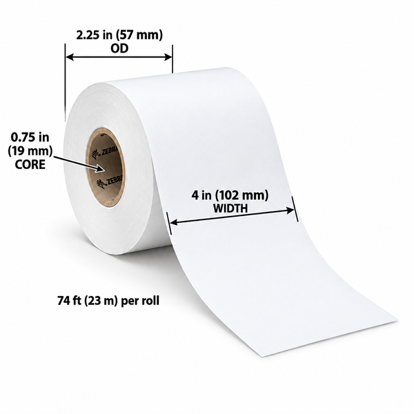 10001965 receipt paper roll with dimensions