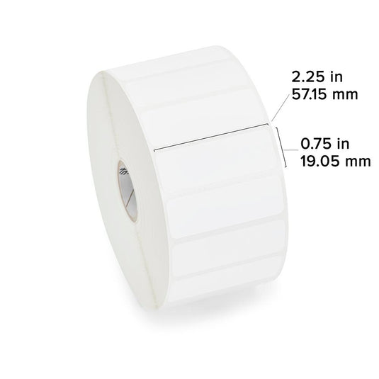 Zebra 10015340 Z-Select 4000D 2.25" x 0.75" Direct Thermal Paper Label – 3,315 Labels/Roll – 12 Rolls/Case