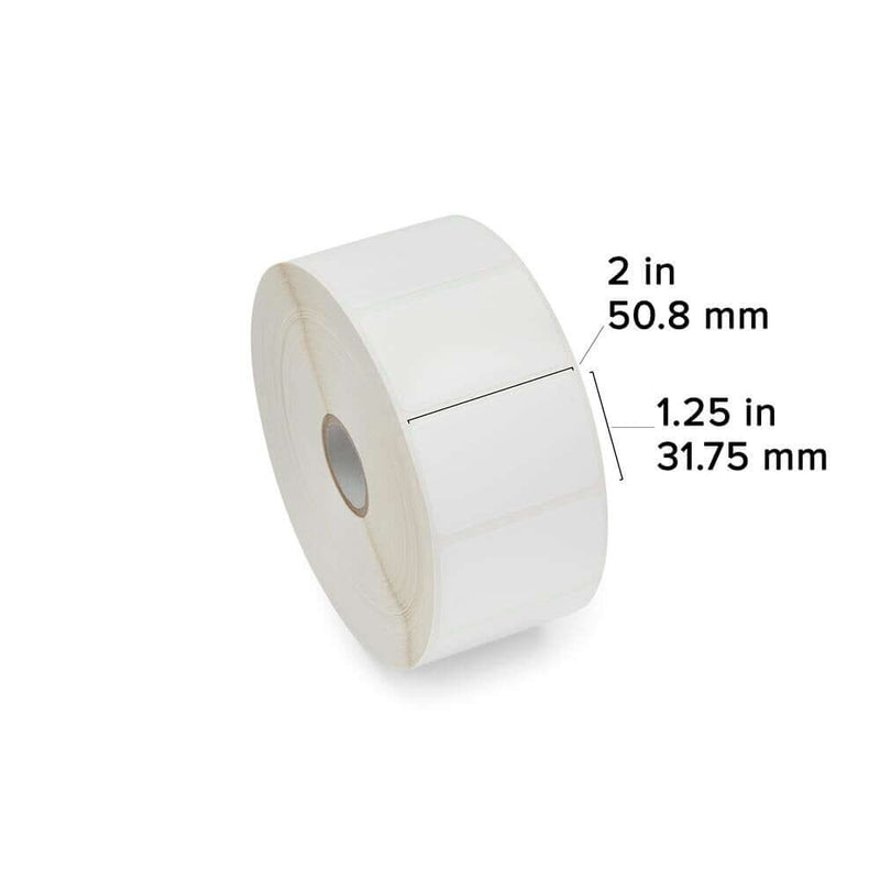Zebra 10028821 Polypro 4000D 2" x 1.25" Direct Thermal Poly Label – 2,189 Labels/Roll – 8 Rolls/Case
