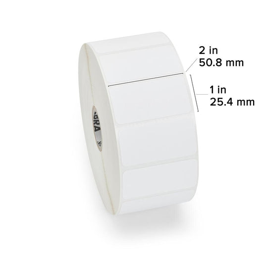 Zebra 83259 Z-Select 4000T 2" x 1" Thermal Transfer Paper Label – 2,260 Labels/Roll – 8 Rolls/Case