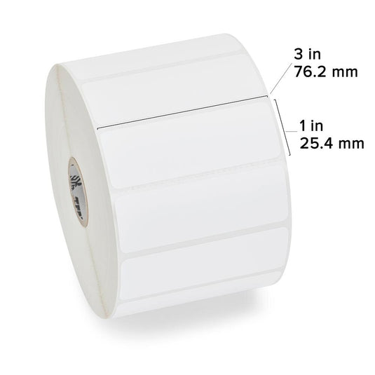 Zebra 10010043 Z-Select 4000D 3" x 1" Direct Thermal Paper Label – 2,340 Labels/Roll – 6 Rolls/Case