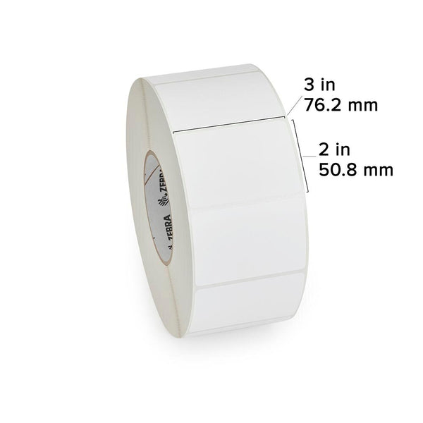 Zebra 10000286 Z-Perform 2000T 3" x 2" Thermal Transfer Paper Label – 2,750 Labels/Roll – 6 Rolls/Case