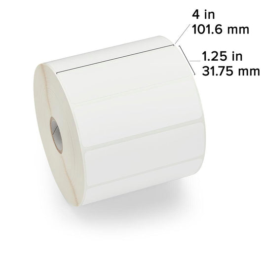 Zebra 10015349 Z-Select 4000D 4" x 1.25" Direct Thermal Paper Label – 2,100 Labels/Roll – 12 Rolls/Case