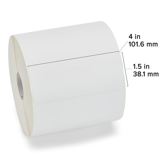 Zebra 10010046 Z-Select 4000D 4" x 1.5" Direct Thermal Paper Label – 1,620 Labels/Roll – 6 Rolls/Case