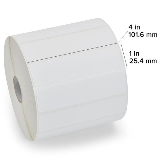 Zebra 10010045 Z-Select 4000D 4" x 1" Direct Thermal Paper Label – 2,340 Labels/Roll – 6 Rolls/Case