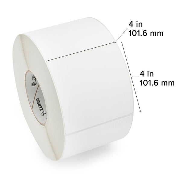 Zebra 10021230 Z-Perform 1500T 4" x 4" Thermal Transfer Paper Label – 1,500 Labels/Roll – 4 Rolls/Case