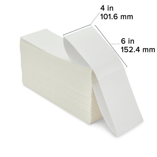 Zebra 10021198 Z-Perform 1500T 4" x 6" Fan-Fold Thermal Transfer Paper Label – 2,000 Labels/Stack – 2 Stacks/Box