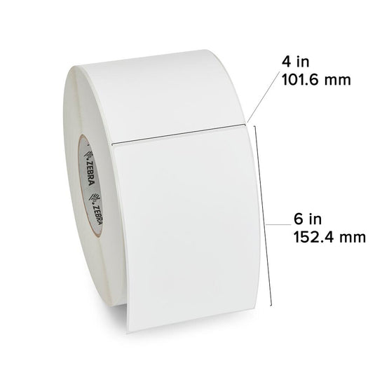 Zebra 800274-605 Z-Select 4000T 4" x 6" Thermal Transfer Paper Label – 475 Labels/Roll – 12 Rolls/Case