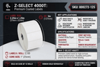 Zebra thermal transfer paper labels in a roll, featuring 2100 labels of 2.25" x 1.25" size, ideal for high-quality printing.
