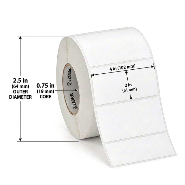 Label-roll diagram with CORE on the left and outer diameter farther left