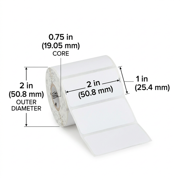 Zebra LD-R7MU5P annotated label roll