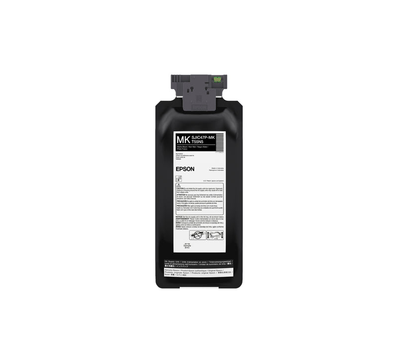 Epson Colorworks Matte Black Ink Pouch for TM-C8000 Printer, high-performance pigment ink for durable prints.