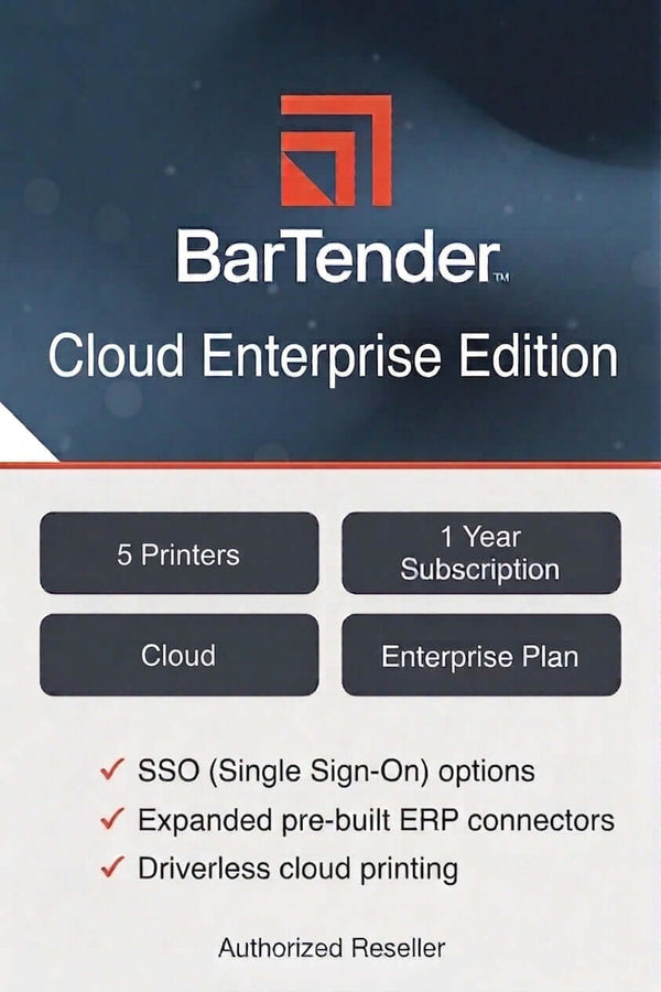 BarTender Cloud Enterprise - Plan + 5 Printers Annual Subscription (Includes Standard MSA)