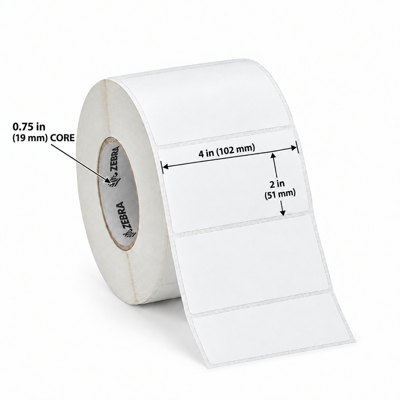 LD-R2AQ5J label roll with label and core dimensions