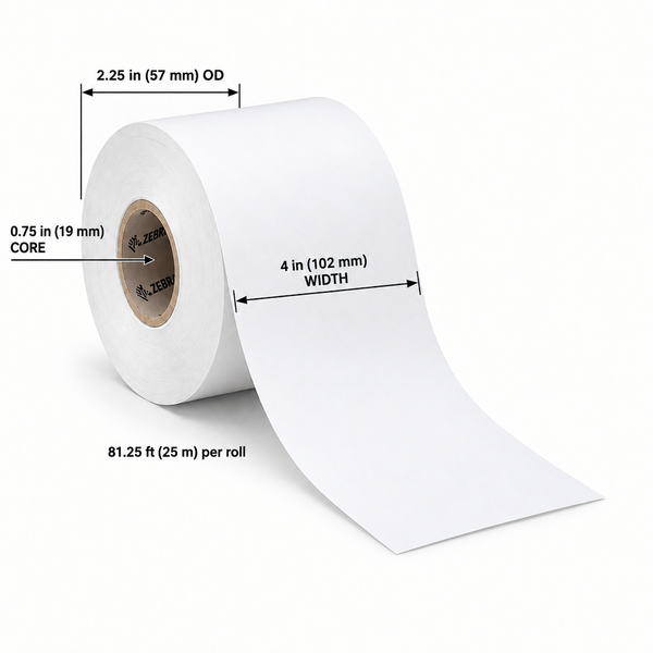 LD-R4KN5B receipt paper roll with dimensions