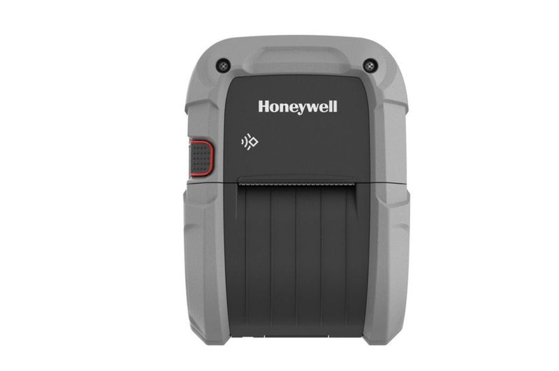 Honeywell RP2F mobile label printer front view showcasing its rugged design and Bluetooth connectivity.