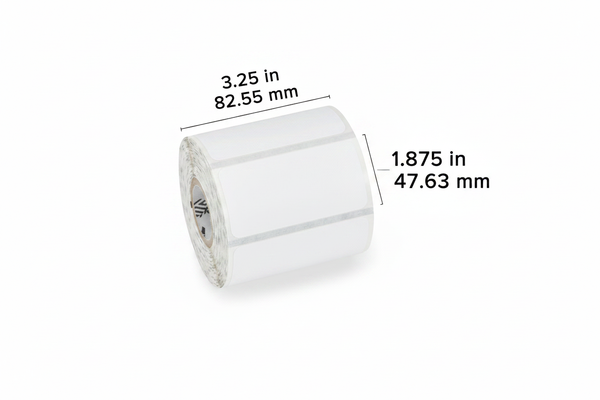 Zebra 3.25 x 1.875 Label Roll - Label Dimensions