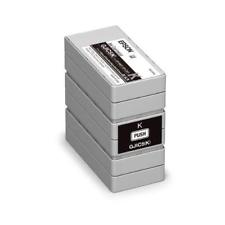 Epson C-831 black ink cartridge stack with labels on each for easy identification.