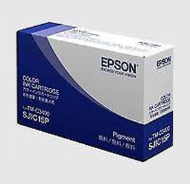 Epson Colorworks YMC ink cartridge packaging for TM-C3400 printer, three color SJICI5P ink.