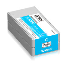Epson C-831 ink cartridge cyan in packaging, model GJIC5(C), designed for exceptional print quality.