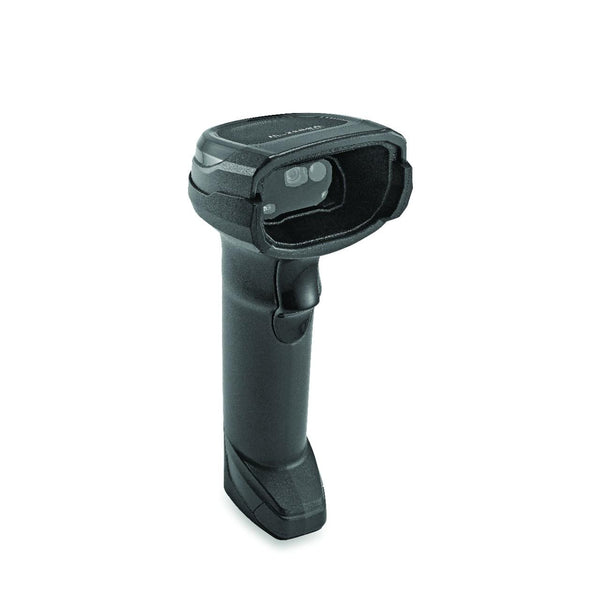 Zebra DS8108-SR barcode scanner kit, a handheld device designed for 1D/2D barcode scanning, in black color.