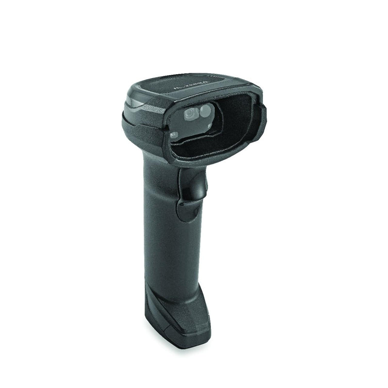 Zebra DS8108-SR barcode scanner kit, a handheld device designed for 1D/2D barcode scanning, in black color.